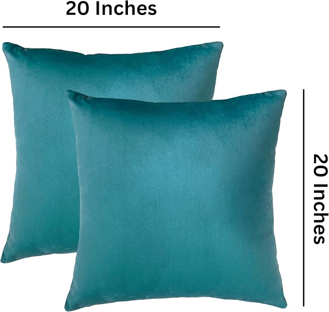 RELY+ Pack of 2 Throw Pillow Covers 20x20 Inch Velvet Soft Cozy Solid Decoration Gifts Pillow Covers Luxury Cushion Case for Sofa Couch Bedroom Living Room (Teal, 20 x 20)