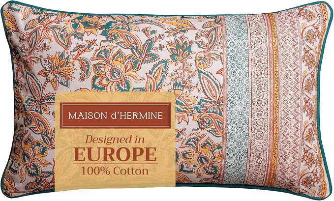 Maison d' Hermine Throw Pillow Covers 100% Cotton (12" x 20" - Pack of 1)
