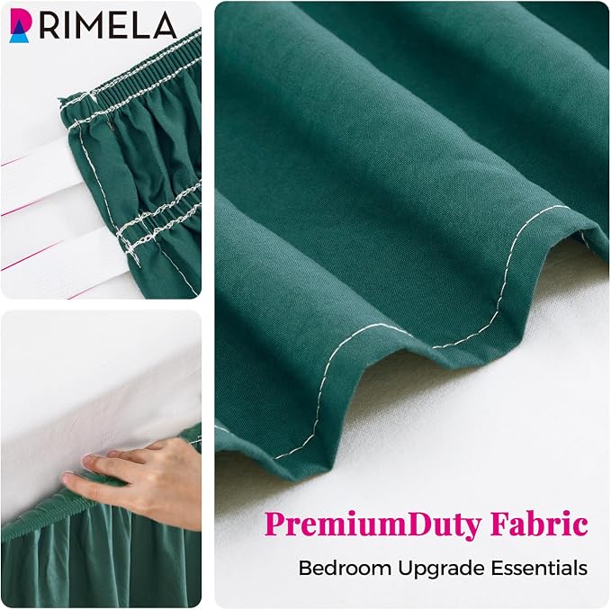 Emerald Green Queen Bed Skirt 15 Inch Drop Elastic Wrap Around Ruffle