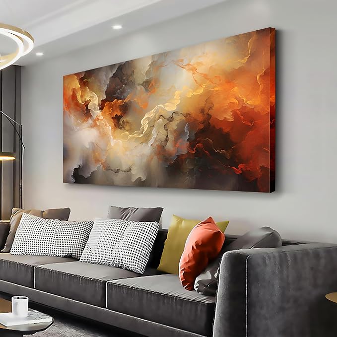 VHMING Abstract Wall Art Home Decor Orange Artwork Wall Art Prints Canvas Painting Wall Decor for Living Room Bedroom Office Decoration 29"x58"