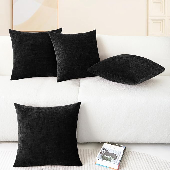 CaliTime Decorative Couch Throw Pillow Covers 18 X 18 Inches Black