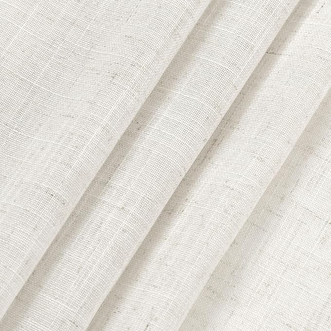 Beige White Linen Curtains for Living Room 86 Inches Long Back Tab and Rod Pocket Light Filtering Semi Sheer Curtain Rustic Farmhouse Decor Luxury Drapes for Bedroom Office 52x86, 2 Panels