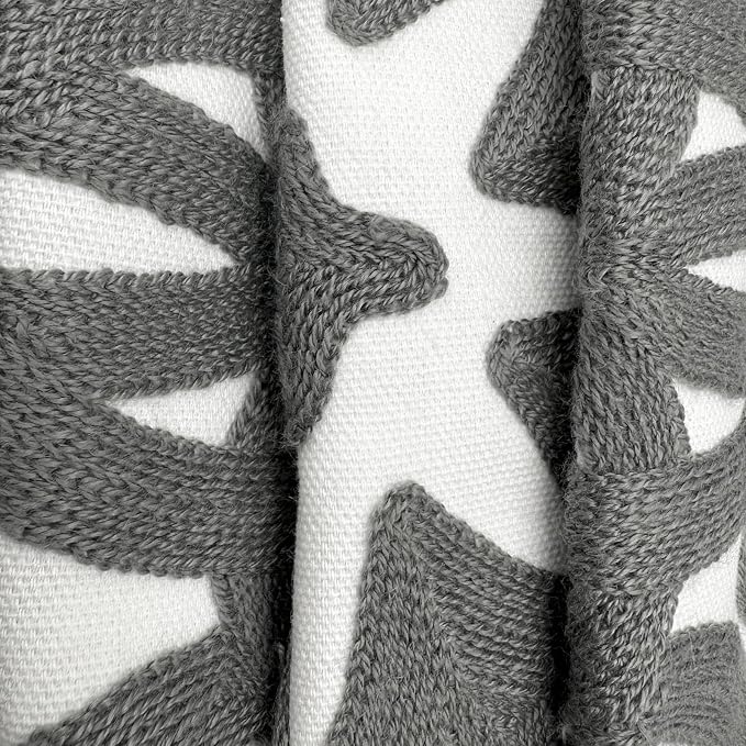 Alysheer Embroidered Decorative Throw Pillow Covers 18"x18" Set of 2 Pieces, Classic Boho Mandala Knit Pattern, Durable Cotton Canvas Cozy Gray Cushion Cases for Sofa Couch Living Room(Grey)