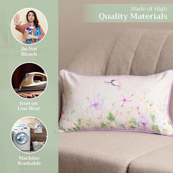 Maison d' Hermine Throw Pillow Covers 100% Cotton (12" x 20" - Pack of 1)
