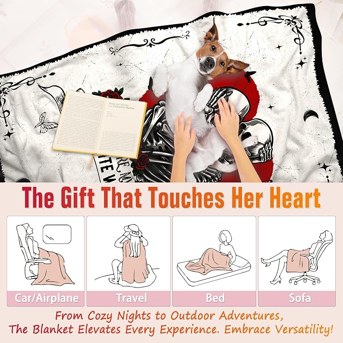 TURMTF Gothic Skeleton Couple Throw Blanket, You're My Favourite Weirdo Soft Flannel Blanket for Boyfriend Girlfriend Wife Husband, Funny Romantic Valentine's Day Anniversary Birthday