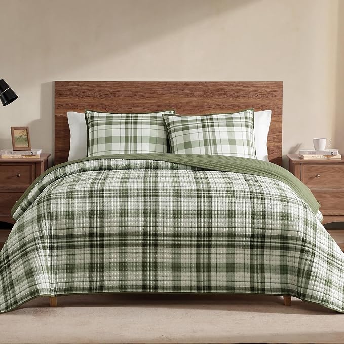 Queen Quilt-Lightweight Bedspread Plaid Quilt Queen Size Quilt Bedding Set | Reversible Lightweight Bedspreads Coverlet for All Seasons, Suitable for Bed, Couch, 3 Pieces, 90"x94"
