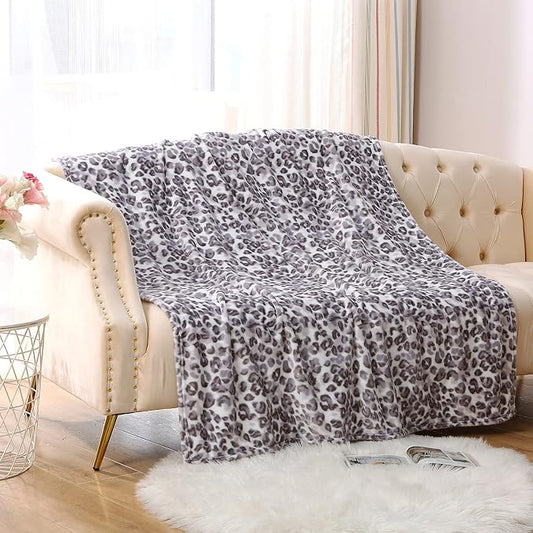 MERRYLIFE Snow Leopard Throw Blanket for Couch Sofa Cheetah Print 50" 60" | Animal Print, Ultra-Plush Soft, Decorative Colorful Travel Blanket, farmhouse, Gift Choice, Home Bed Use