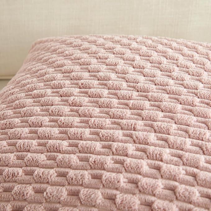 Fancy Homi 2 Packs Pink Decorative Throw Pillow Covers 24x24 Inch for Couch Bed Sofa, Modern Farmhouse Boho Home Decor, Soft Cute Plush Corduroy Cushion Case 60x60 CM