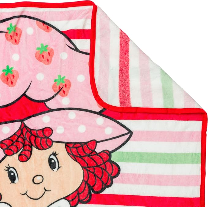 Silver Buffalo Strawberry Shortcake Custard, Fleece Throw Blanket, 45x60in | Striped, Soft and Cozy, 185 GSM