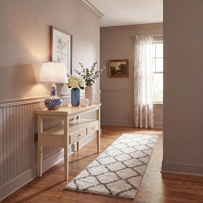 SAFAVIEH Hudson Shag Runner Rug 2'3"x16', Plush Ivory & Grey SGH283A