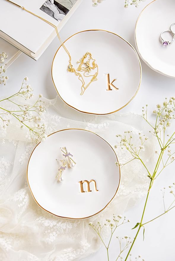 COLLECTIVE HOME Ceramic Jewelry Tray, Trinket Dish, Gifts for Women (J)