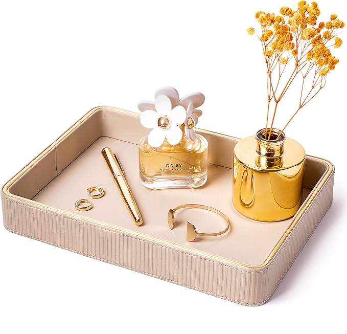 Night Stand Bedside Perfume Organizer Catchall Vanity Tray for Dresser Catch All