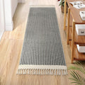 Lahome Boho Bathroom Runner Rug, 2x6 Washable Rugs for Kitchen Hallway | Woven Cotton Laundry Room Throw Carpet with Tassels, Farmhouse Decor Grey Non Shedding Lightweight Mat for Entryway Bath