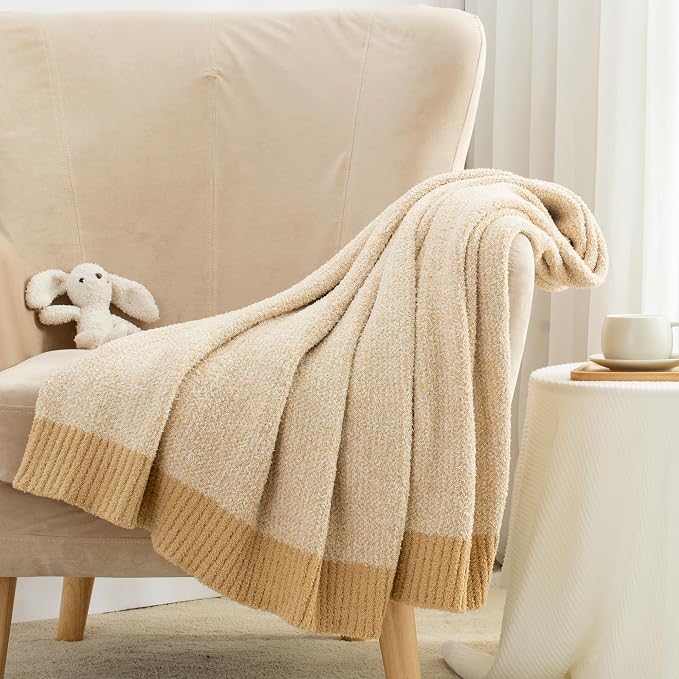 Carriediosa Heather Throw Blanket 60x80, 400GSM Ultra Soft Microfiber | Yolk Yellow, Fuzzy Fluffy Cozy Plush Knit Knitted Throws, Lightweight Cute Preppy Fall Blankets for Couch, Bed