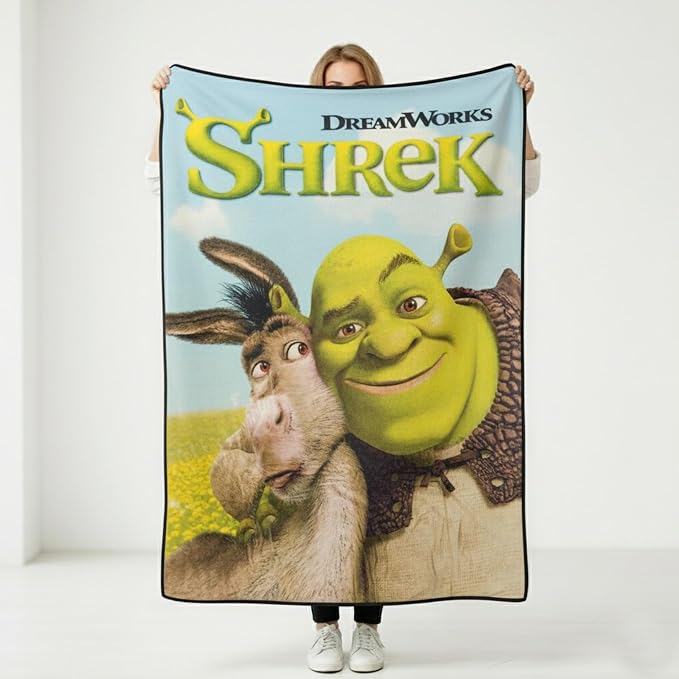 Silver Buffalo Shrek and Donkey Hugging, Fleece Throw Blanket, 45x60in | Soft and Cozy, 250 GSM