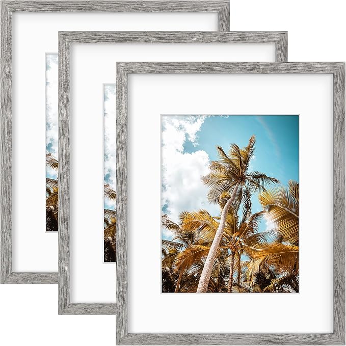 Frametory 3 Pack 16x20 Grey Picture Frame with Real Glass Mat for 11x14