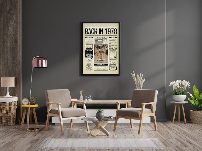Personalized 47 year old birthday gifts - Back in 1978 Poster - Centerpiece Table Decorations 47th Birthday Party - Custom Born in 1978 Newspaper Vintage Poster for Men, Women