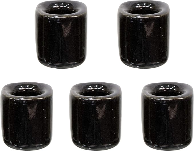 Clarity & Muse 5 Pcs Ceramic Chime Candle Holder Set - Black