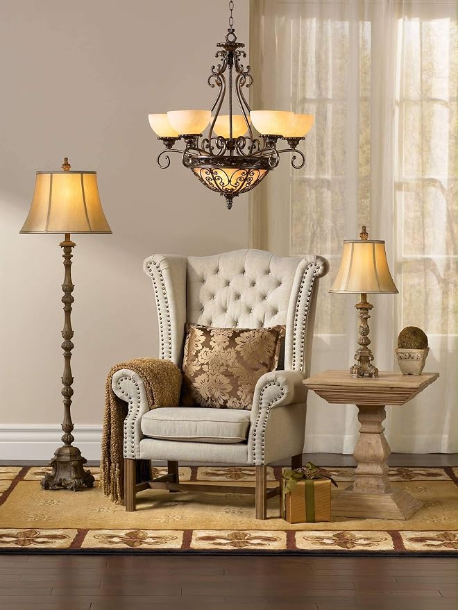 Regency Hill 62" Tall Traditional French Candlestick Faux Wood Floor Lamp