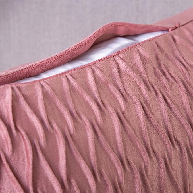 MADIZZ Set of 2 Super Soft Velvet Decorative Throw Pillow Covers 20x20 inch Pink Square with Texture Luxury Style Cushion Case Pillow Shell for Sofa Bedroom