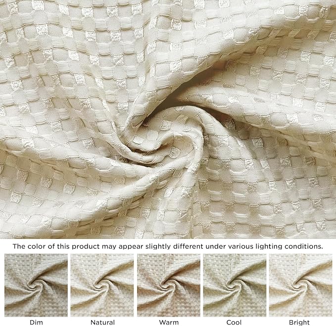 MIYE Pleated Waffle Weave Bed Skirt, Tailored Dust Ruffle 18 Inch Drop Easy Fit, Machine Washable,No Split Corners (Light Beige, Queen - 18" Drop)
