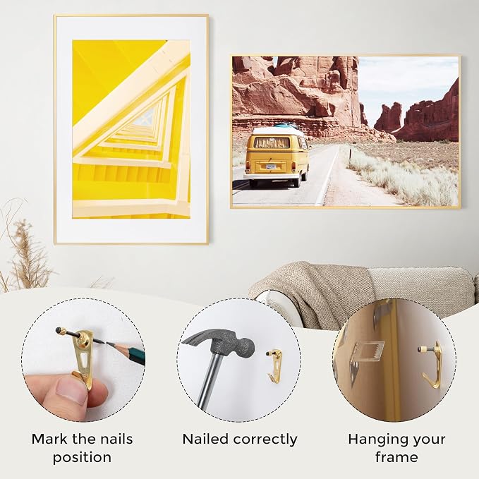 20x30 Metal Picture Frame with 16x24 Mat, Brushed Aluminum Finish, Tempered Glass Front, and Attached Hanging Hardware - Versatile Wall Display Frames for Vertical or Horizontal Orientation(Rose Gold,