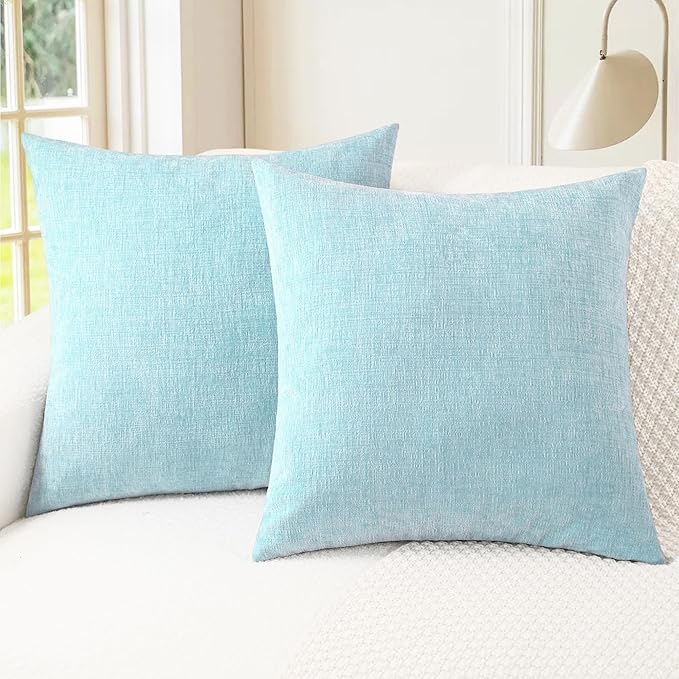 CaliTime Decorative Throw Pillow Covers 16 X 16 Inches Light Blue Grey