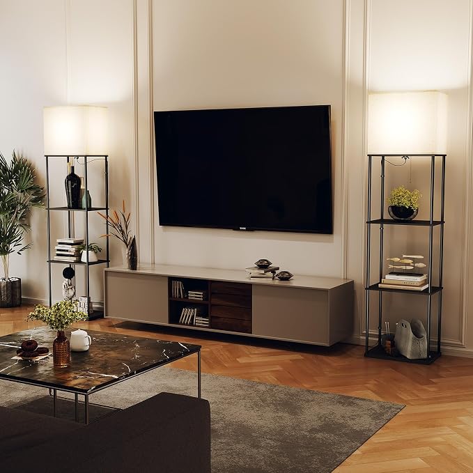 SUNMORY Large Size Floor Lamp with Shelves, Standing Lamps for Living Room
