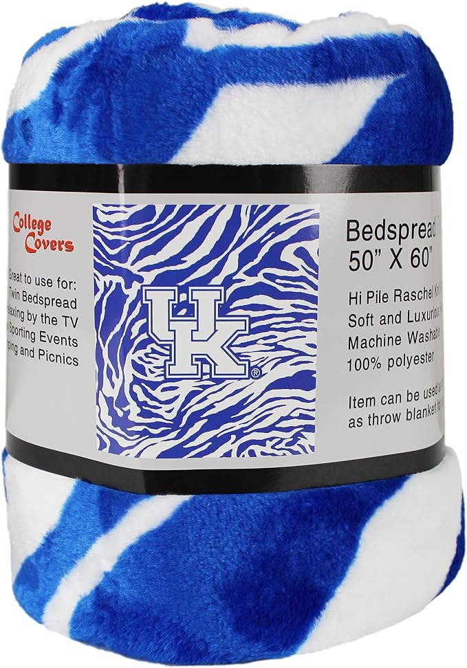 College Covers Everything Comfy Kentucky Wildcats Soft Raschel Throw Blanket, 60 in by 50 in