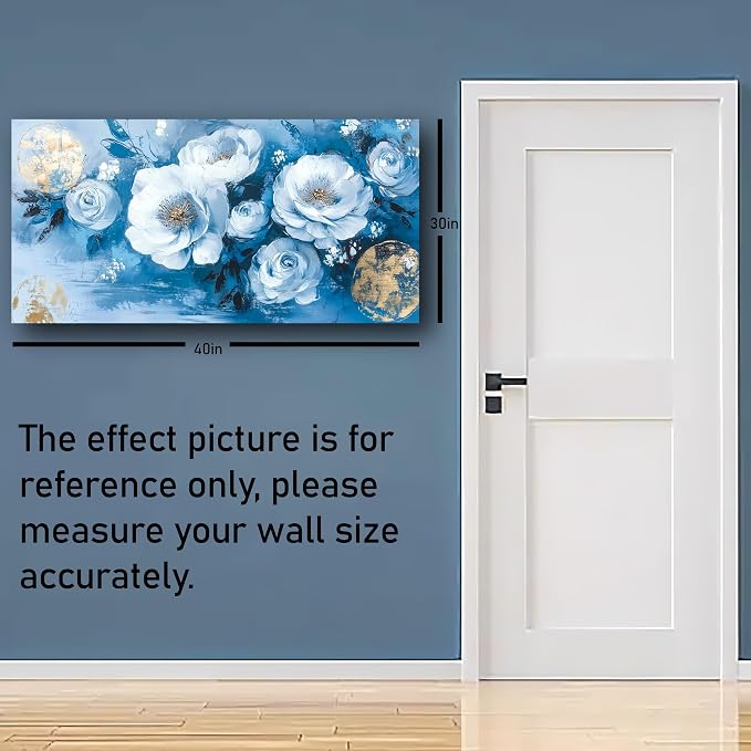 Abstract Wall Art Canvas Print Flower Painting Bathroom Decor Paintings Modern Style Living Room Bedroom Office Home Kitchen Decorations Nature Landscape Artwork Wooden Frame 20x40 inches