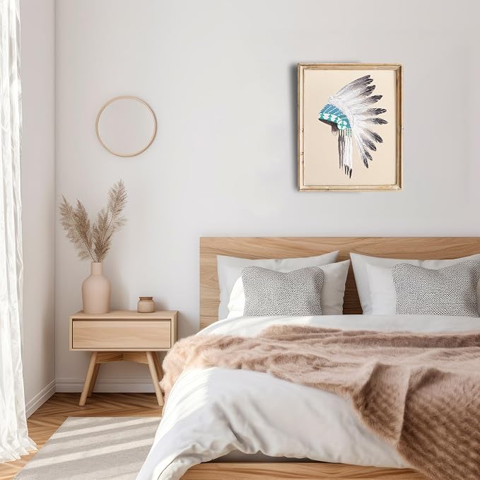 Native American Headdress Art Print - Unframed - 8x10 | Captivating Tribal Wall Art for Living Room, Bedroom, or Office Decor | Farmhouse Wall Decor | Living Room Decor | Kitchen Wall Decor