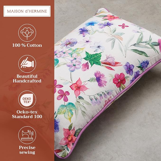 Maison d' Hermine Throw Pillow Covers 100% Cotton (12" x 20" - Pack of 1)