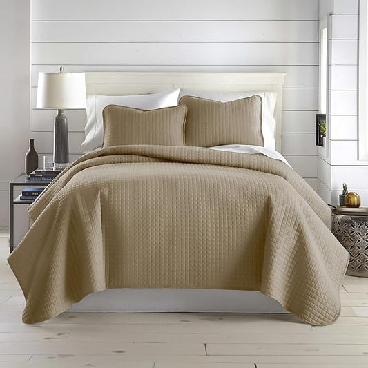 Southshore Fine Living, Inc. Oversized King Quilt Bedding Set, Taupe Quilt California King Size Bedspread with 2 Matching Pillow Shams, Microfiber Quilts, Soft & Cozy Bedding Coverlet, Taupe Quilts