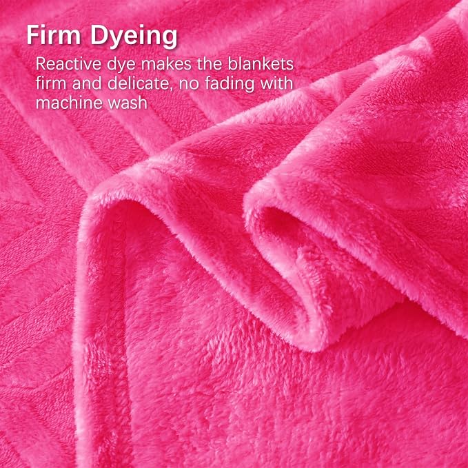 Whale Flotilla Flannel Fleece Throw Blanket for Couch, Hot Pink | Lightweight Breathable Soft Sofa Throws, Plush Fluffy Chevron Design Decorative Blankets for All Season, 50x60 Inch