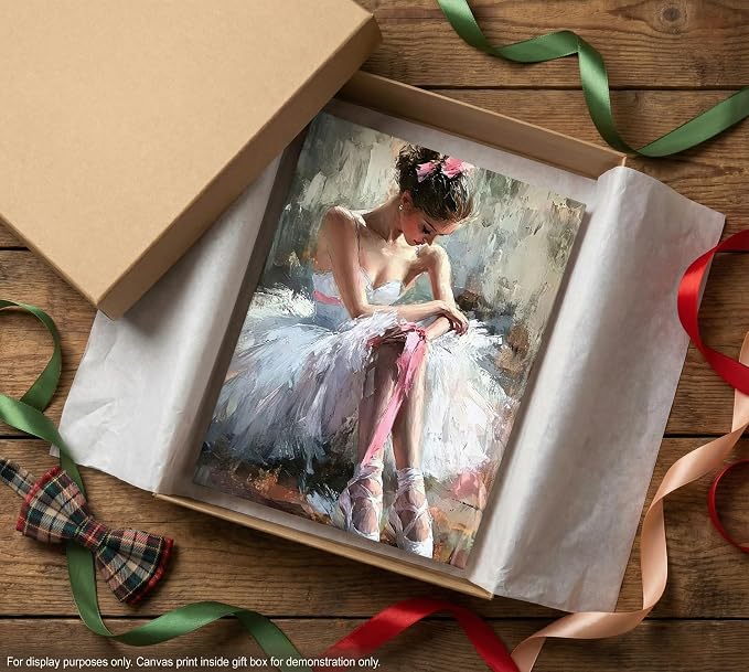 Pink Ballerina Girl Canvas Wall Art Ballet Lover Wall Decor Picture | Modern Ballet Dancer Poster Print for Dance Studio Bedroom Girls Room Preppy Dormitory Painting Artwork Home Decoration