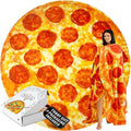 Zulay Kitchen Giant Double Sided Pepperoni Pizza with Gift Gift Packaging - Novelty Blanket for Adults & Kids - Soft Flannel Round Pepperoni Blanket for Indoors, Outdoors, Home, 285 GSM - 60 Inches