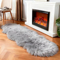 linmopm Faux Fur Sheepskin Rug, Grey, 2x6 ft Runner | Shag Fluffy Fuzzy, High-Density Cushion, For Bedroom Bedside Living Room, Plush Carpet, Sofa Cover