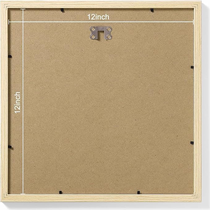 Vittanly 12x12 Picture Frames Set of 9 for Wall Mounting, OAK | Display Pictures 8x8 with Mat or 12x12 without Mat for Wall Mounting, Square Photo Frames for Home Decor, Engineered Wood