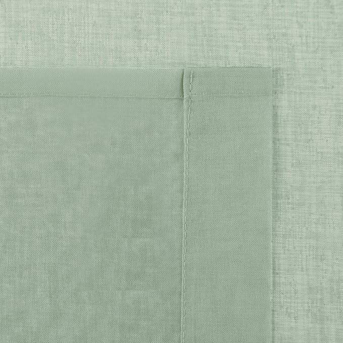 DWCN Sheer Curtains for Living Room Bedroom - Faux Linen Look Voile Drapes Grommet Top Window Curtain Panel 52 x 72 Inches Long, Bean Green, Set of 2 Panels
