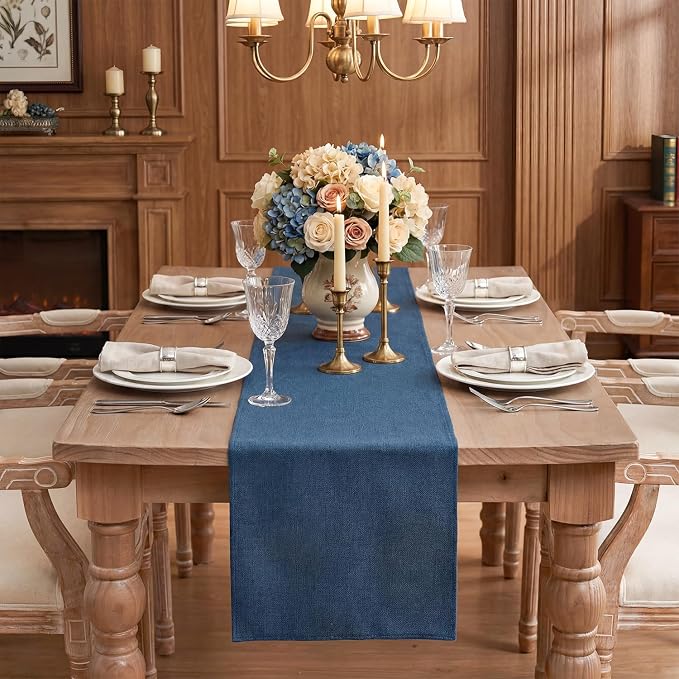 Artoid Mode Navy Blue Table Runner, Seasonal Summer Fall Washable Kitchen Dining Table Decoration for Home Party Decor 13x48 Inch