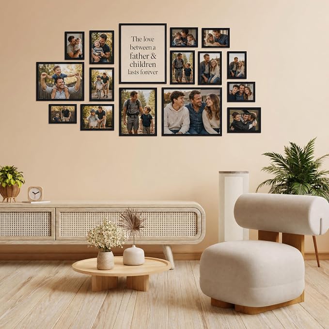 Giftgarden 16 Pack Black Picture Frames for Multi Sizes Photos, Assorted Set Including Two 11x14, Two 8x10, Six 5x7, Six 4x6, Gallery Collage Frame for Wall or Tabletop Display