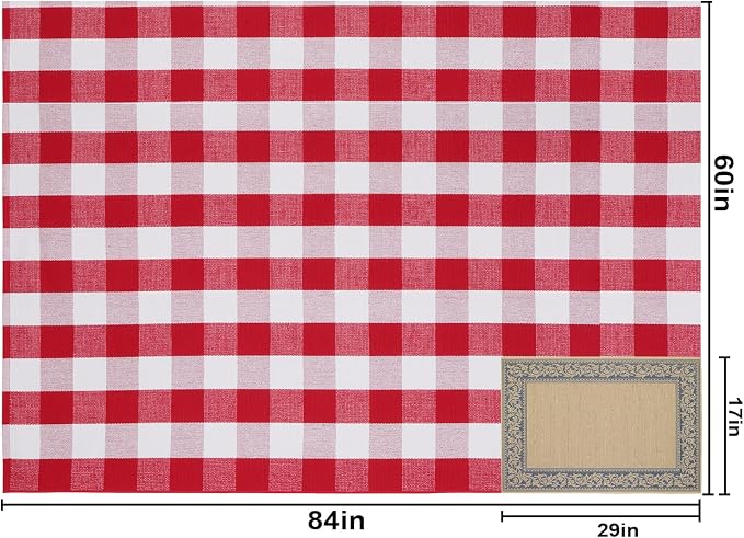 Christmas Buffalo Plaid Rug 5x7 Ft, Red White Indoor Outdoor Rug | Cotton Blend, Hand-Woven Look, Machine Washable, Layering Rug, Porch Entryway Decor