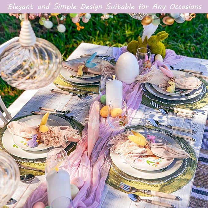 12 Pack Boho Gauze Table Runner - 35x72 Inch Rustic Cheese Cloth Long Runner for Wedding, Bridal Shower, Birthday Party Decor (Light Purple)