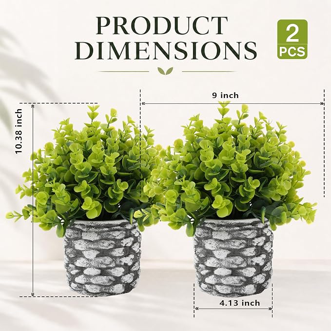 ALAGIRLS 2 Pack 10.38" Fake Plants Artificial Indoor Decor