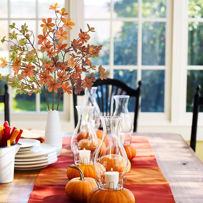 6 Pcs Fall Faux Greenery Stems, Artificial Fall Stem Branches Autumn Leaves with Stems Faux Fall Plants for Vase Home Festival Centerpieces Thanksgiving Fall Decor