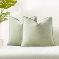 20x20 Chenille Decorative Throw Pillow Covers Case Set of 2,Light Green | Cozy Soft Cushion Covers Case with Hidden Zipper for Couch Sofa Bed Home Decor Living Room