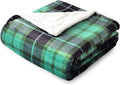 SOCHOW Sherpa Plaid Fleece Throw Blanket, 50 x 60 inches, Green | Double-Sided Super Soft Luxurious Bedding Blanket