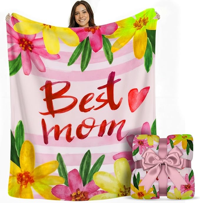 FILO ESTILO Mom Blanket 50"x60" in Gift Ready Packaging for Mother | Cozy Dyed Fleece Throw Blanket by FiloEstilo - Best Mom Ever Gift for Couch or Bed | Special Present from Daughter or Son