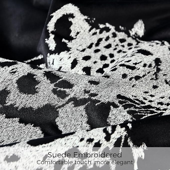 Velvet Throw Pillow Covers 18x18'' inches, New Upgrade Handmade Embroidered Cheetah Leopard Face Pillow Covers, Decorative Cushion Cover for Sofa Bed Living Room(Silver)