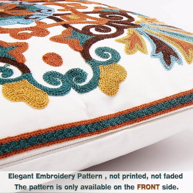 Throw Pillows Cover for Couch 18x18 inches Set of 2 Embroidered Pattern Decorative Pillow Case Covers for Living Room Sofa Bed Chair